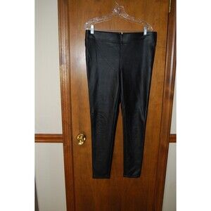 Loft Women's Faux Leather Leggings Black With Back Zipper Size 8